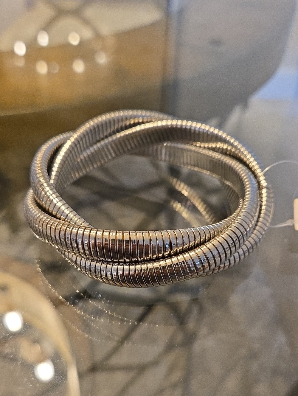 Boutique 3 Strand Silver Coil Wrap Bracelet - Top Quality